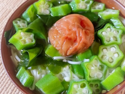 夏の冷え対策★とろ～りオクラと梅のにゅうめん